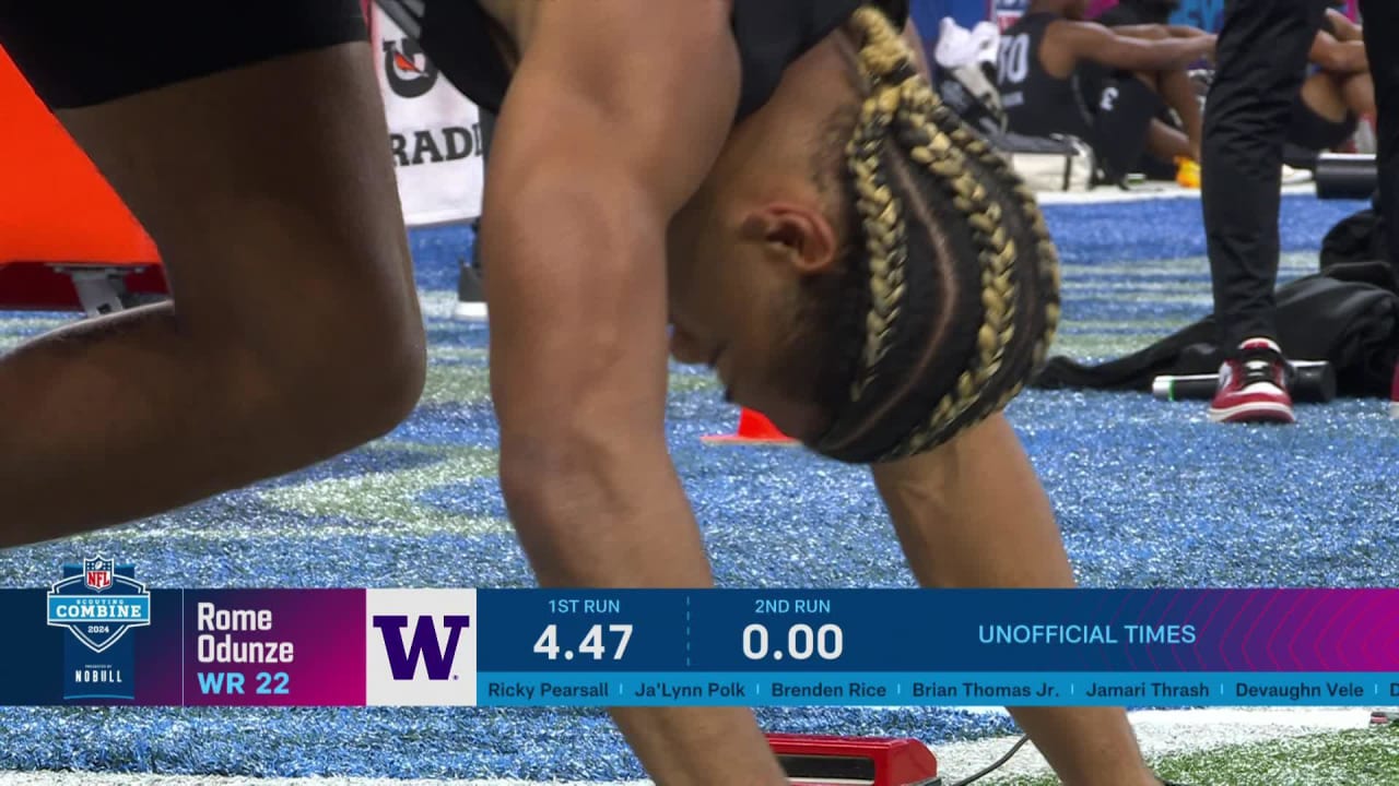 2024 NFL Combine: Rome Odunze Runs Impressive 4.45 in 40-Yard Dash