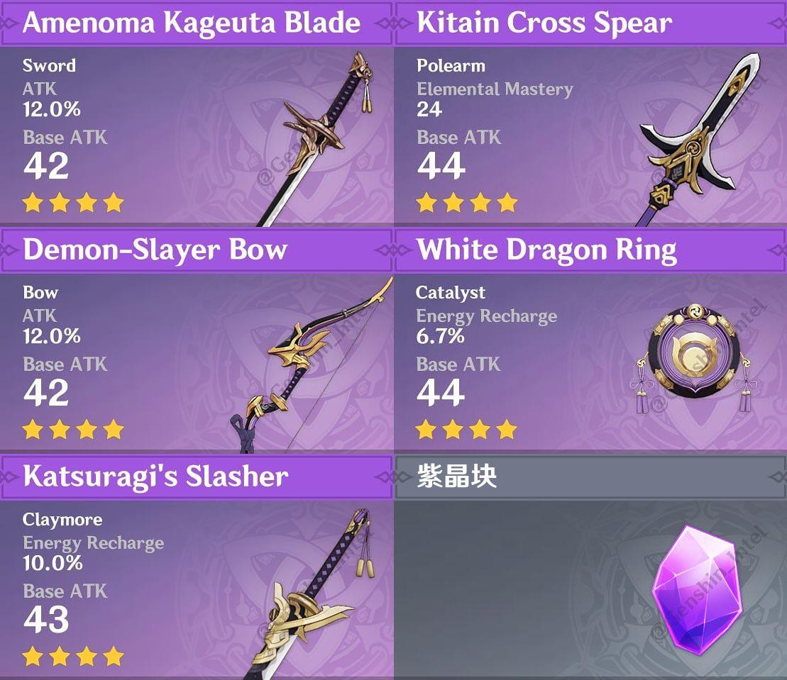 Inazuma Craftable Weapons: Get the Best Free Weapons